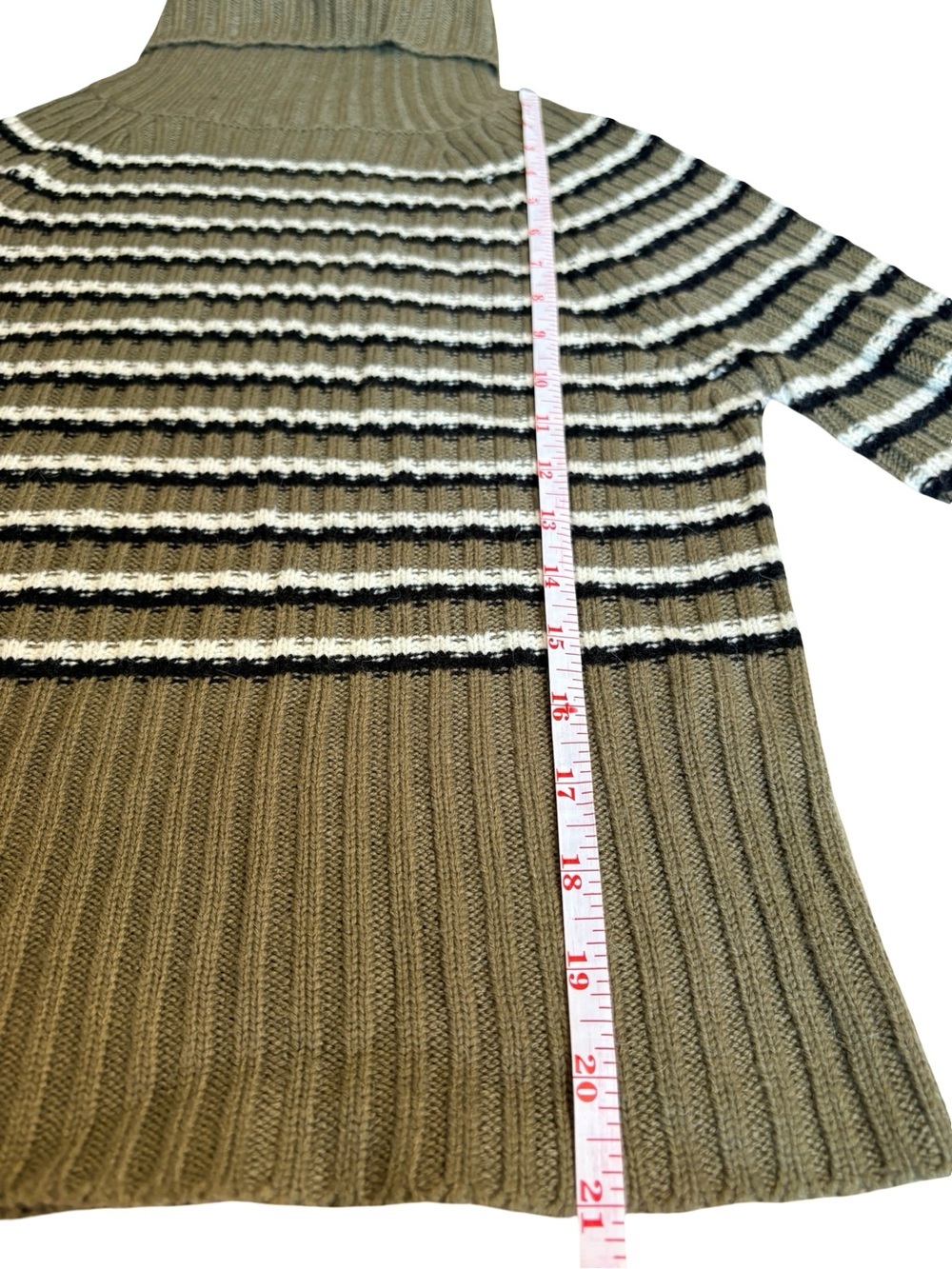 Bluenotes Ribbed Striped Turtleneck Sweater XL Earthy Neutral Fitted‎ Knit Cozy - Picture 8 of 9